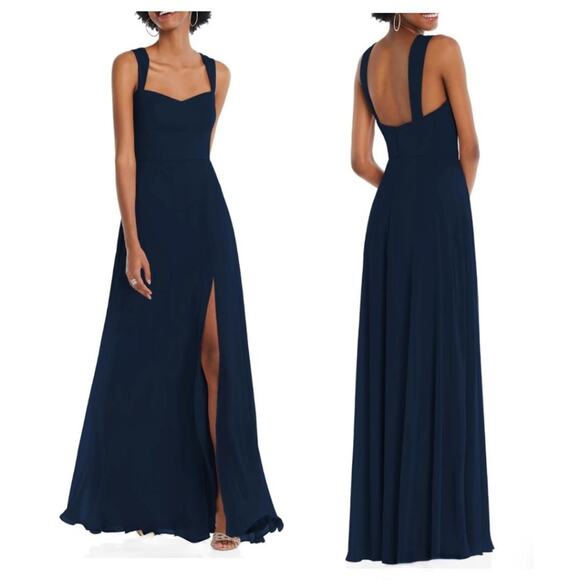 After Six Women's Sweetheart Neck Evening Gown in Navy Blue - Picture 1 of 10